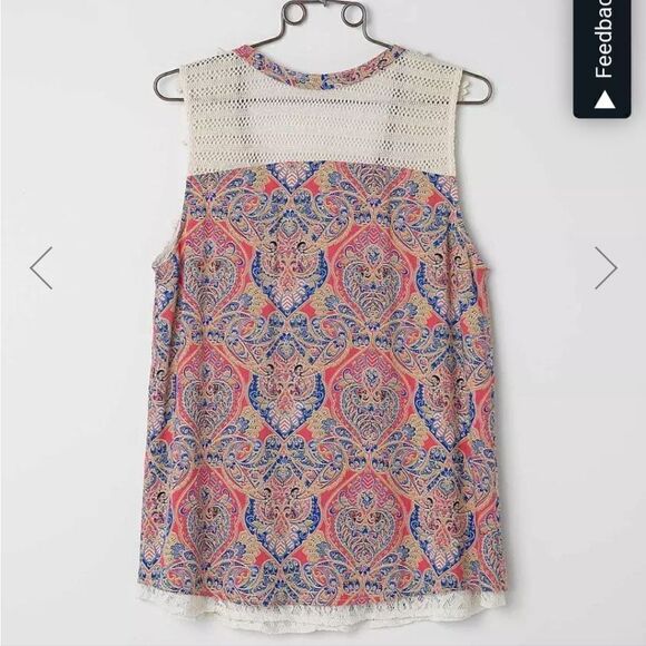 miss Me Paisley Layered Tank Top W/ Lace medium - Picture 3 of 9